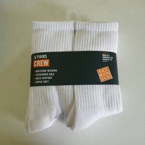 NWT Rack Room Shoes 6 pairs unisex crew socks, white